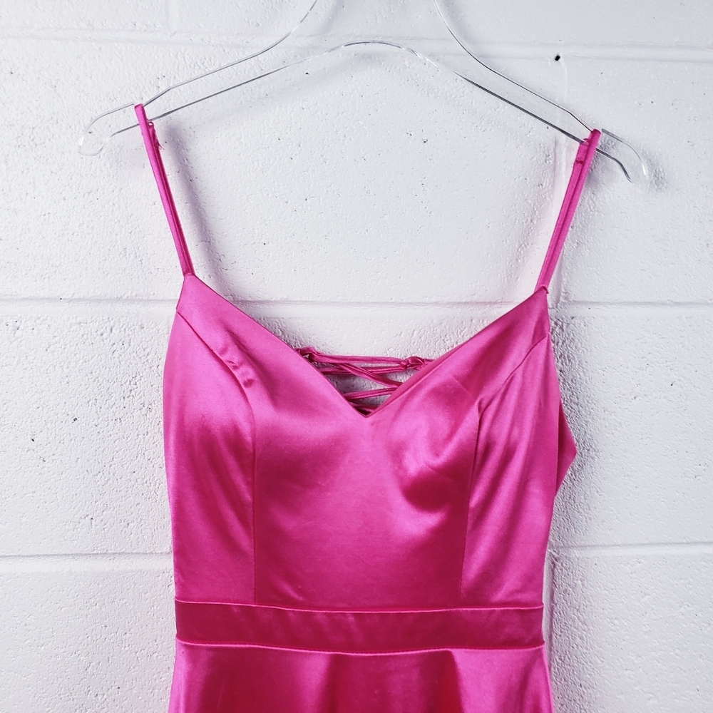 City Studio Junior Size 9 Satin Fit & Flare Homecoming Formal Dress Hot Pink - Picture 5 of 12
